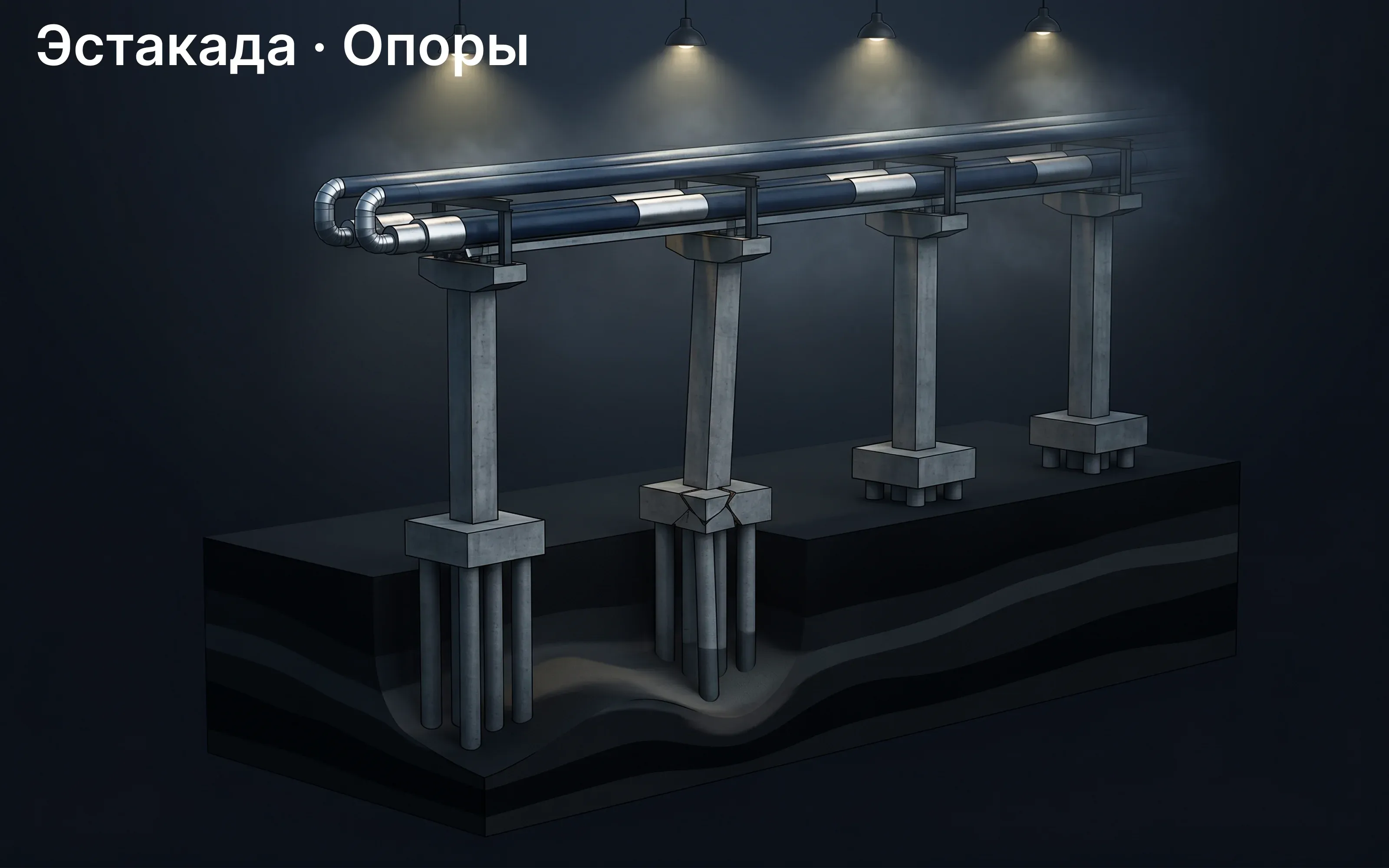 Иллюстрация: Трещины в опорах эстакады