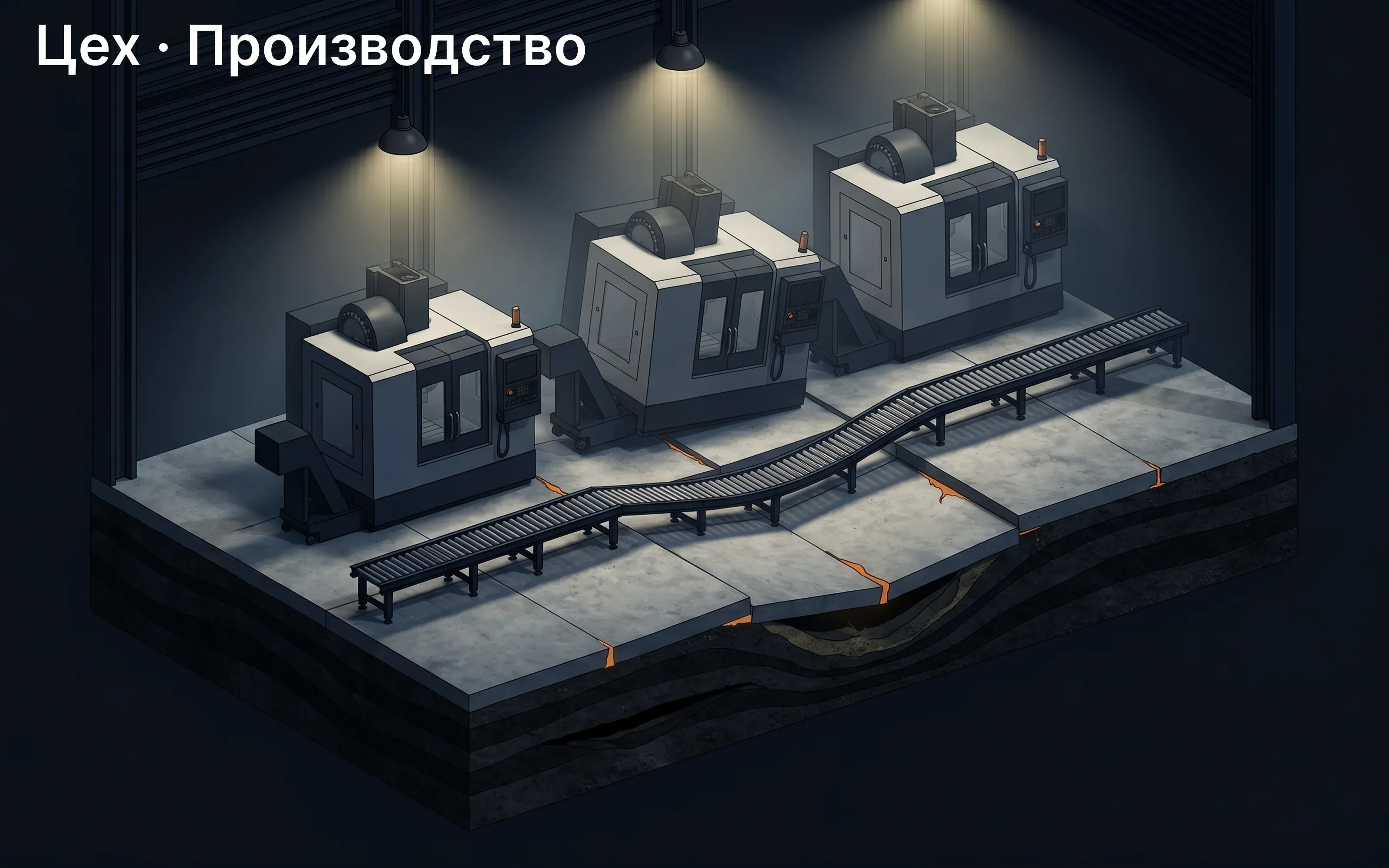 Иллюстрация: Просели полы цеха